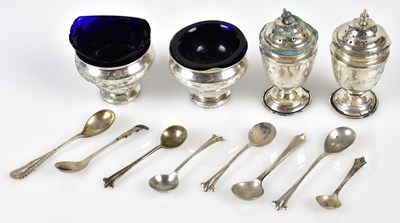 Lot 2423 - A pair of hallmarked silver salts, a pair of...