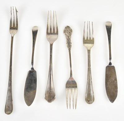 Lot 2461 - Four various hallmarked silver forks, and a...