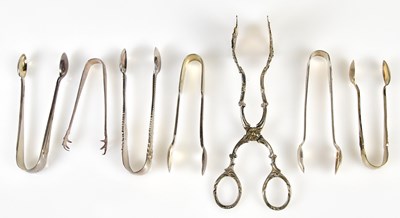 Lot 2638 - A pair of 925 silver cake tongs, a pair of...