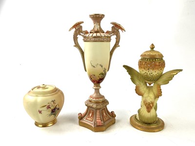 Lot 5403 - ROYAL WORCESTER; a blush ivory vase shape 2064,...