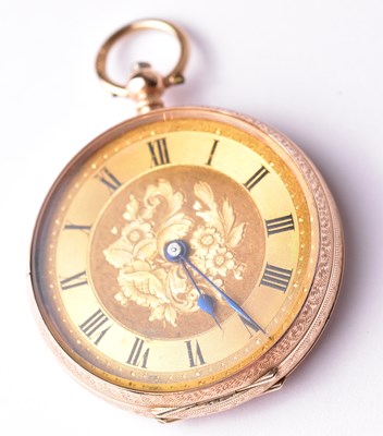 Lot 2992 - A 12ct rose gold key wind open faced fob watch...