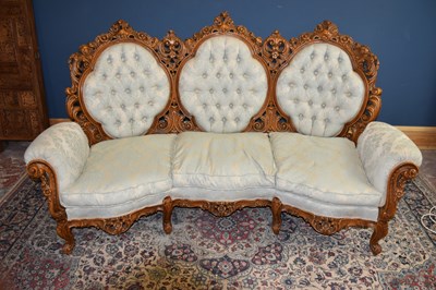 Lot 6550 - A large Victorian style three seat sofa with...