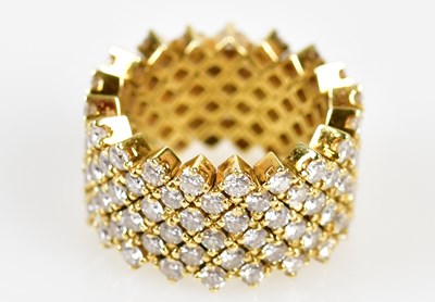 Lot 42 - An unusual 18ct yellow gold diamond ring in...