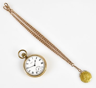 Lot 2973 - A 9ct rose gold double Albert chain with twin...