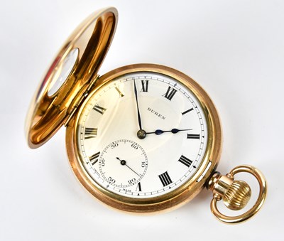 Lot 2967 - A gold plated crown wind half hunter pocket...