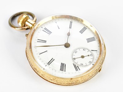 Lot 2993 - A 14ct yellow gold crown wind fob watch with...