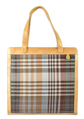 Lot 884 - MULBERRY; a large vintage woven leather tartan...