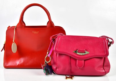 Lot 903 - RADLEY; a red leather classic handbag with...