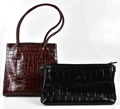 Lot 896 - GUIDI; a dark brown embossed crocodile leather...