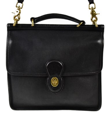 Lot 897 - COACH; a black leather Willis Station bag with...