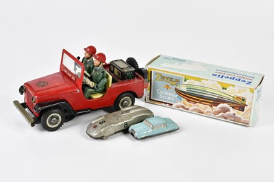 Lot 4415 - A vintage tin plated battery fire truck, with...