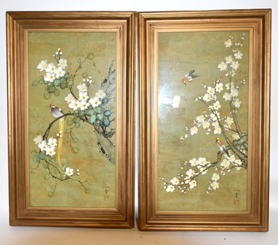 Lot 1335 - A pair of Japanese watercolours depicting...