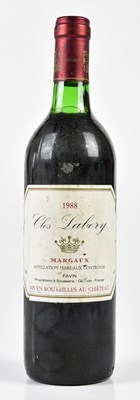 Lot 2828 - RED WINE; a bottle Clos Labory Margaux 1988,...