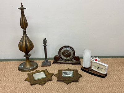 Lot 141 - A decorative metal lamp, two mirrors, an Art...