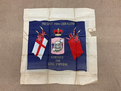 Lot 10 - An embroidered silk panel, 'Present from...