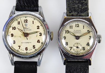 Lot 2927 - ELCO; a calendar vintage stainless steel...