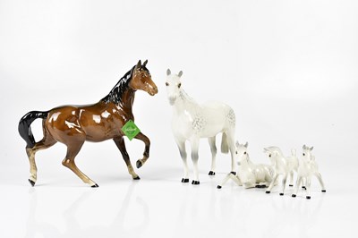 Lot 5387 - BESWICK; a model of a brown horse, a Beswick...
