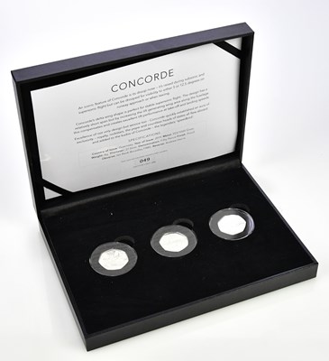 Lot 3150 - CONCORDE; a cased set of three silver proof...