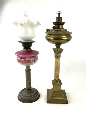 Lot 5175 - Two Victorian oil lamps to include a brass...