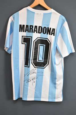 Lot 5238 - DIEGO MARADONA; a signed 1986 retro-style...