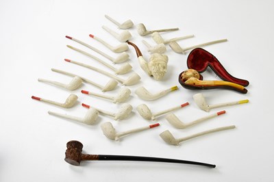 Lot 5060 - Two vintage Meerschaum pipes, with a...