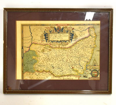 Lot 6078 - AFTER SAXTON; a hand tinted map of Lackford,...