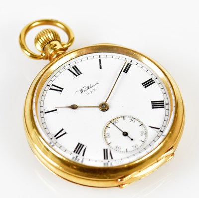Lot 2975 - An 18ct yellow gold crown wind open faced...