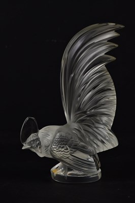 Lot 2120 - LALIQUE FRANCE; a clear and frosted glass 'Coq...