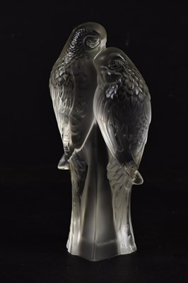 Lot 2116 - LALIQUE FRANCE; a frosted glass figure of two...