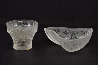 Lot 2170 - LALIQUE FRANCE; a triangular shaped dish with...