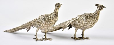Lot 2350 - A pair of Maltese silver models of pheasants,...