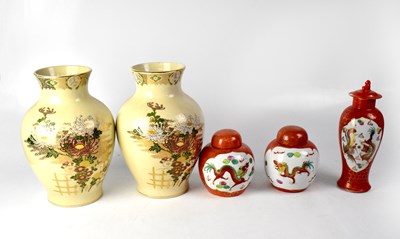 Lot 447 - A pair of Oriental baluster-form vases