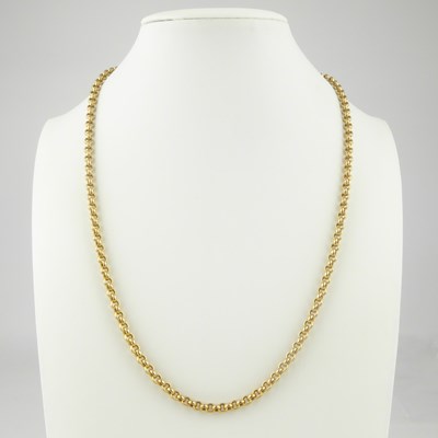 Lot 1099 - A 9ct gold belcher link necklace with ring...