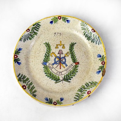 Lot 255 - A French faience commemorative plate
