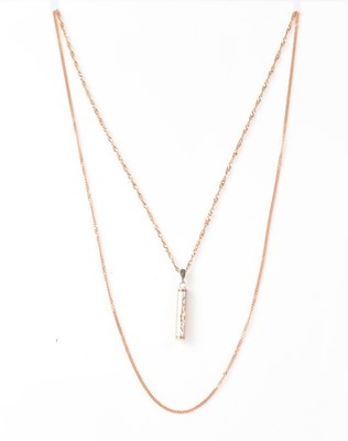 Lot 1093 - Two 9ct rose gold fine link chains, one with...