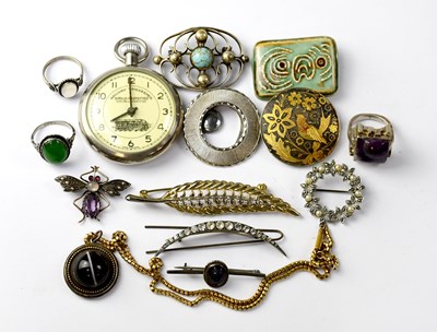 Lot 855 - A small quantity of white metal and silver costume jewellery