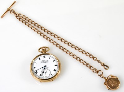 Lot 2976 - A 9ct yellow gold open face crown wind pocket...