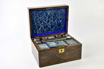 Lot 5034 - A Victorian rosewood vanity case, the hinged...