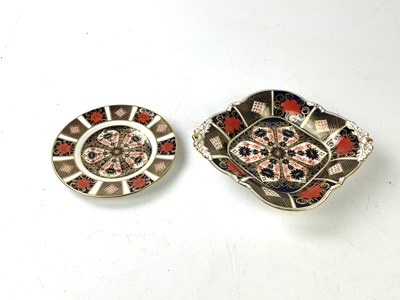 Lot 5417 - ROYAL CROWN DERBY; a square shaped twin acorn...