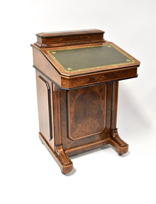 Lot 58 - A 19th century walnut Davenport with...