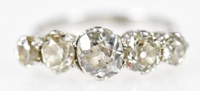 Lot 42 - An antique white metal five stone old cut...