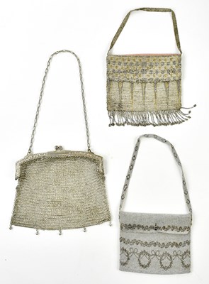 Lot 929 - A German white metal mesh evening bag, an Art...