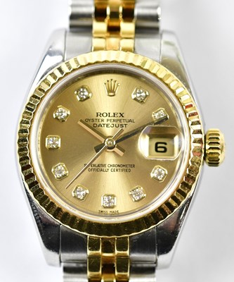 Lot 2844 - ROLEX; a lady's 18ct yellow gold stainless...