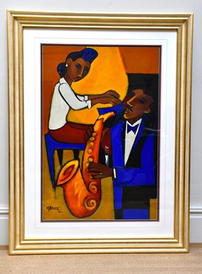 Lot 1622 - MARSHA HAMMEL; oil on gesso, 'In The Groove,...