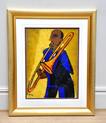 Lot 1624 - MARSHA HAMMEL; oil on gesso, 'In The Groove -...