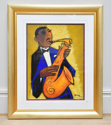 Lot 1627 - MARSHA HAMMEL; oil on gesso, 'In The Groove -...