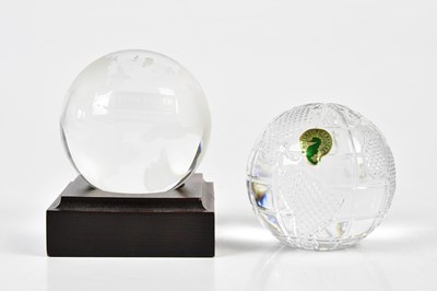 Lot 5553 - WATERFORD; a paperweight modelled as the globe,...