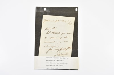 Lot 1714 - BENJAMIN DISRAELI, 1ST EARL OF BEACONSFIELD...