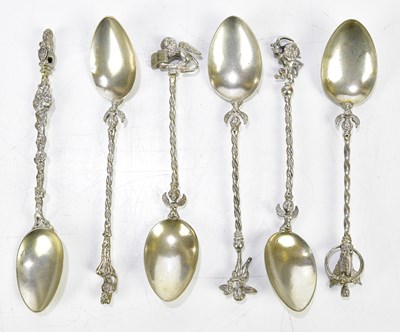 Lot 2227 - Six Continental 800 grade silver spoons, with...