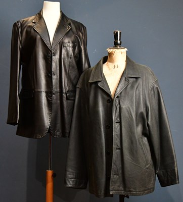 Lot 1014 - ITALLO; a short black leather coat, fully...